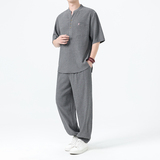 夏季风男装新中式唐装大码短袖两件套A118-TZ2506P115控198，男装休闲套装，电商A118
