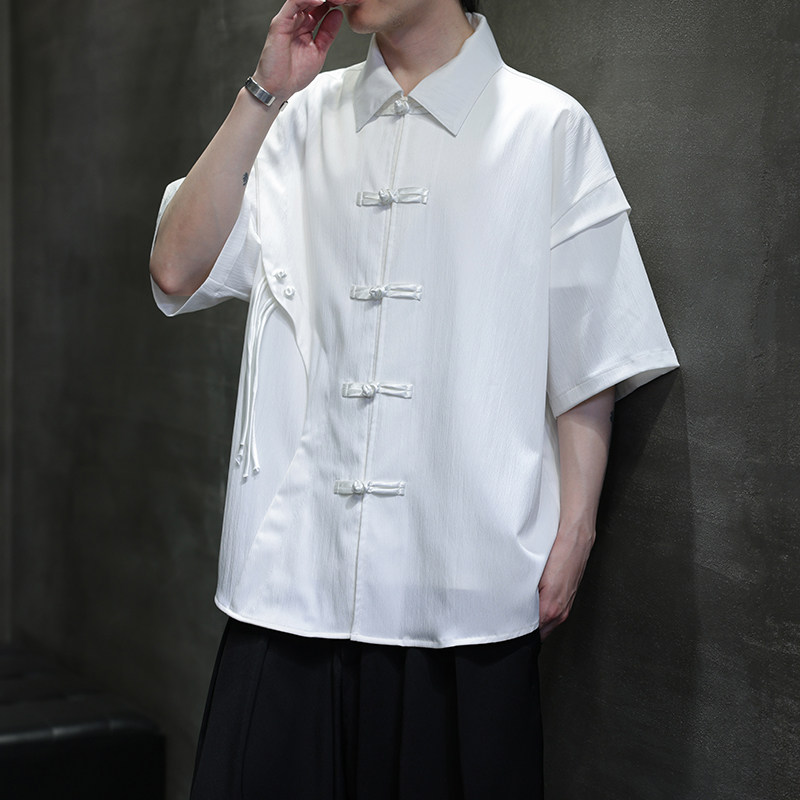 2025夏季风男装唐装短袖衬衫中式复古大码衬衣A118-C16P75,男装衬衫,电商A118