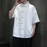 2025夏季风男装唐装短袖衬衫中式复古大码衬衣A118-C16P75，男装衬衫，电商A118