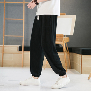 2024夏季亚麻休闲裤棉麻宽松束脚裤风长裤男QT3028-K302P60图片