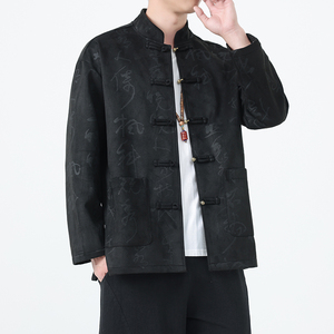 2025秋季风男装唐装汉服麂皮绒中山装夹克外套A118-A8836P115图片