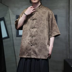 夏季风男装冰丝短袖衬衫中式复古唐装汉服男A118-C20P65控88图片