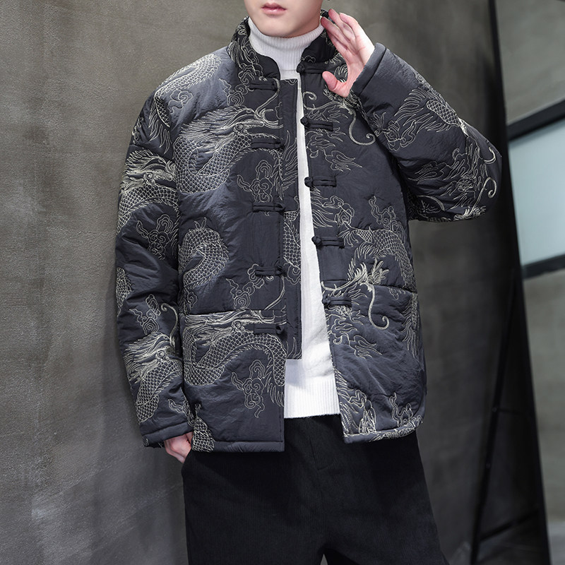 2025冬季风棉衣中式复古刺绣唐装加厚棉服男A118-MY2317P155,男装棉衣,电商A118