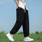 春夏风休闲裤大码透气束脚中式盘扣复古阔腿裤A118-K301P75，男装休闲裤，电商A118