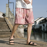 夏季风冰丝透气大码五分裤新中式短裤沙滩裤男A118-DK907P50，男装牛仔裤，电商A118