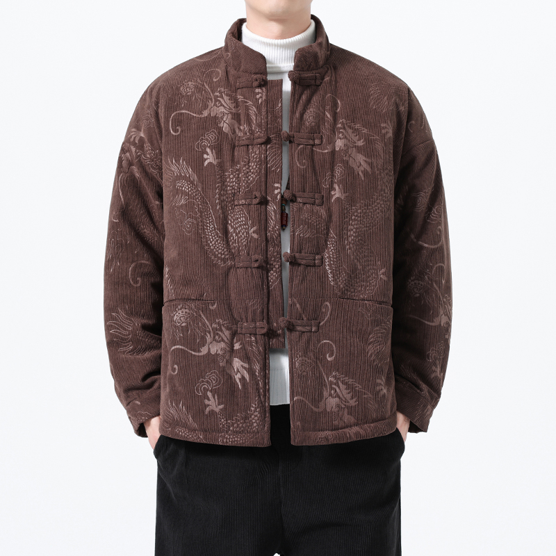 冬季风唐装棉衣龙纹复古大码加厚保暖外套男A118-MY6612P145，男装棉衣，电商A118