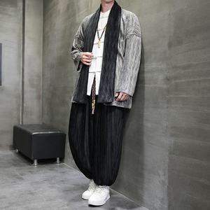 秋冬风男装汉服套装中式复古丝绒压皱唐装风衣TZ11-P140图片