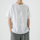 风夏季纯亚麻唐装T恤男新中式宽松大码上衣A118-T910-P85，男装T恤，电商A118