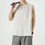 纯亚麻夏季风男装唐装复古中式圆领背心DSA118-BX303-P75，男装背心/马甲，电商A118
