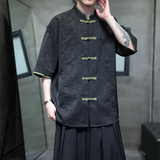 2025夏季风男装衬衫中式复古唐装汉服大码短袖T恤A118-C27P65，男装T恤，电商A118