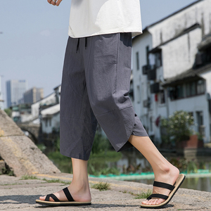 夏季风棉麻七分裤复古阔腿裤新中式宽松休闲裤男A118-K88P30图片