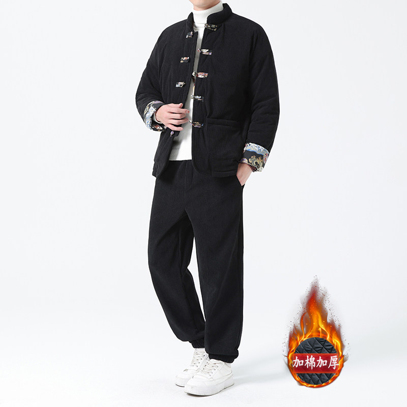 冬季风套装中式复古唐装棉衣保暖两件套男TZ12-P205,男装T恤,电商A118