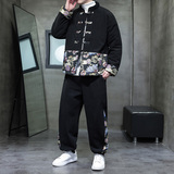 冬季风棉衣套装男灯芯绒唐装复古印花保暖棉袄A118-TZ06P200，男装棉衣，电商A118