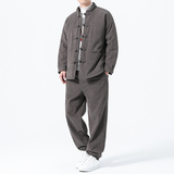 冬季风男装灯芯绒唐装大码复古加厚保暖套装A118-TZ7705P205，男装棉衣，电商A118
