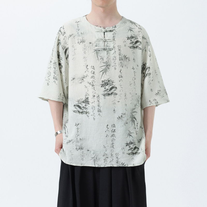 2025夏季风冰丝短袖唐装复古中式半袖汉服男A118-T501P60控78图片