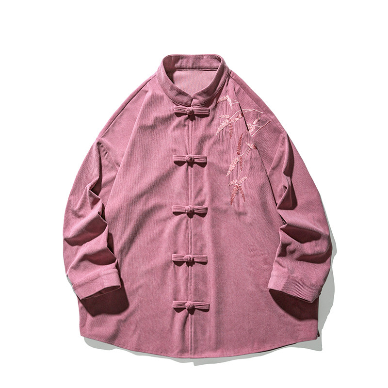 秋季风男装衬衣灯芯绒唐装汉服大码透气刺绣衬衫A118-C823P70,男装衬衫,电商A118