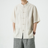 纯亚麻夏季风唐装衬衫中式大码透气衬衣男A118-C812P110，男装衬衫，电商A118