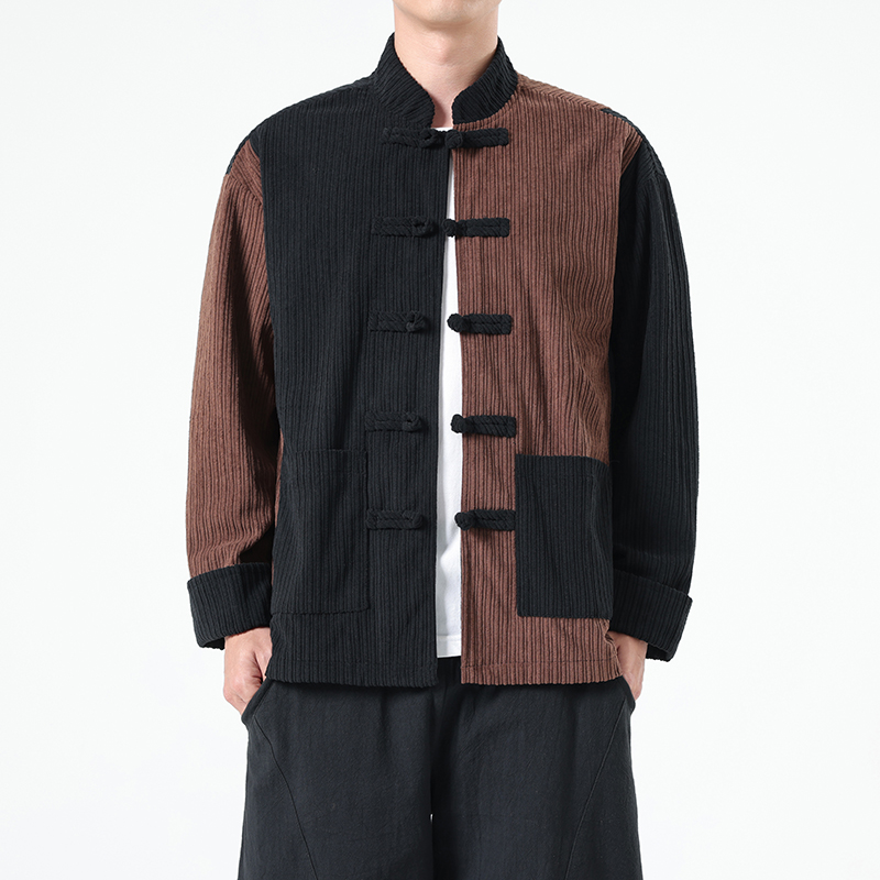 秋季风男装夹克唐装汉服中式复古拼接大码外套A118-A8825P115，男装夹克，电商A118
