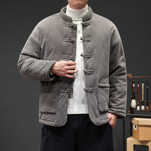 冬季风男装灯芯绒棉衣新中式唐装复古汉服外套A118-MY010P135图片