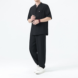 夏季风唐装中式高端轻奢冰丝短袖套装男A118-TZ2507P115控198，男装休闲套装，电商A118