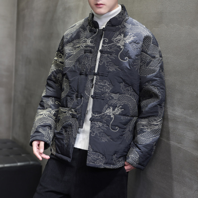 2025冬季风棉衣中式复古刺绣唐装加厚棉服男A118-MY2317P155,男装棉衣,电商A118