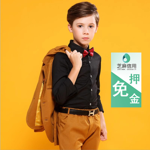出租男孩钢琴高端演出服租赁男童模特走秀黄色礼服小主持时尚西装
