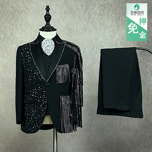 租赁儿童小西服男童国标拉丁舞走红毯高端礼服出租走秀闪亮演出服
