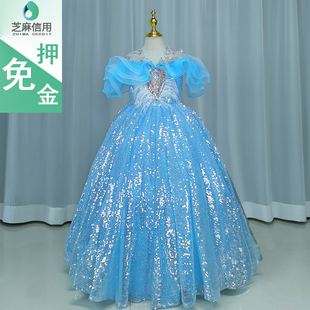 儿童走秀多巴胺节气晚礼服高端出租女童模特设计感花海元素蓬蓬裙