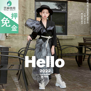 女童拍模卡设计感服装出租女孩模特走秀潮服西装套装时尚夸张个性