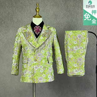 出租男童唱歌演出西装租赁儿童主持华丽礼服男孩走秀时尚森系西服