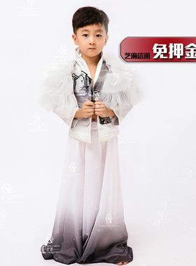 出租男童走秀中国风华服租赁男孩模特比赛江南水墨风国潮西装GC18