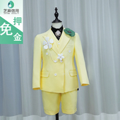 新款 儿童高端个性 套装 西装 潮礼服出租男童走秀多巴胺花海森系短裤