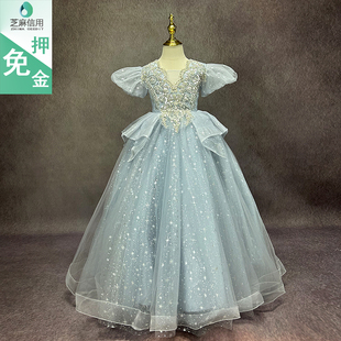 租赁儿童礼服高端奢华2024新款女童模特走秀唱歌主持弹琴演出服装