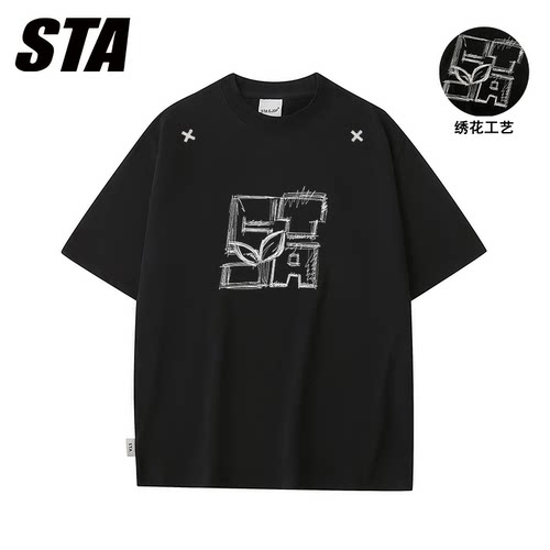 STAGJDP国潮美式字母刺绣T恤