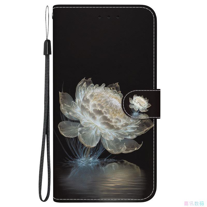 水晶牡丹适用GalaxyS24/S23/S22/S21 5G三星翻盖手机壳S20/S10/S9/S8 Ultra/FE/PLUS/+ 4G皮套防摔保护电话壳