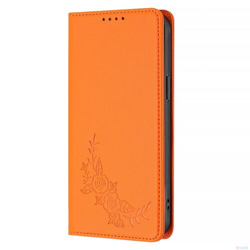 牡丹橙适用GalaxyA07/A17/A37/A57/A06/A16/A26/A36/A56 5G防盗刷三星翻盖手机壳A15/A25/A35/A55 皮套壳