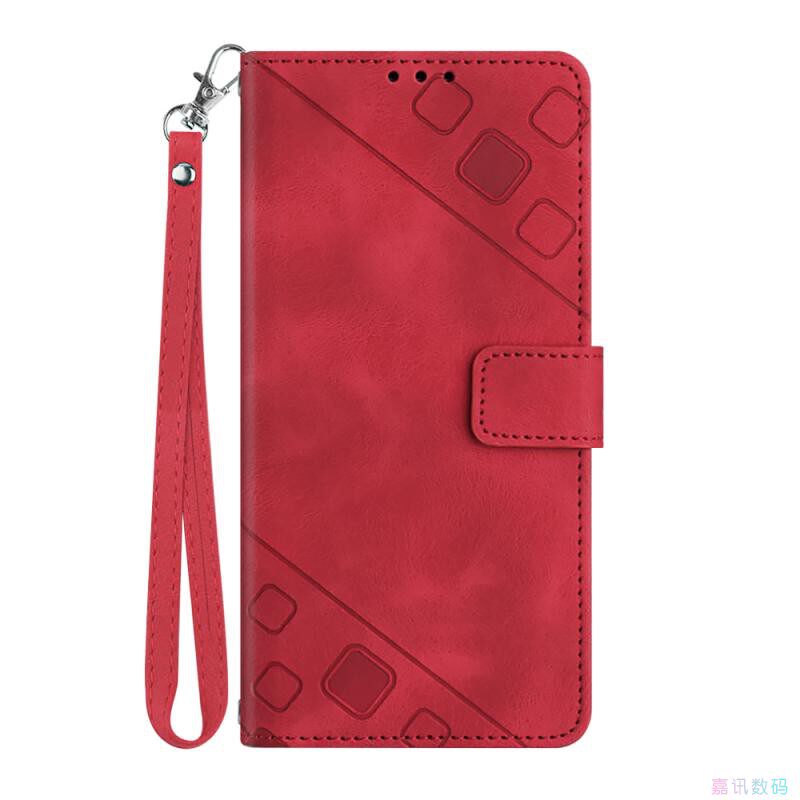 方块红适用GalaxyS24/S23/S22/S21 5G三星翻盖手机壳S10/S9/S8 Ultra/FE/PLUS/+ 4G皮套防摔保护套电话壳