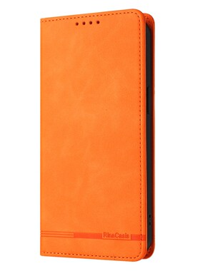 橙色适用IPhone17/16/15/14/13/12/11promax/Plus苹果翻盖手机壳Mini/Se/Air防盗刷保护套电话壳