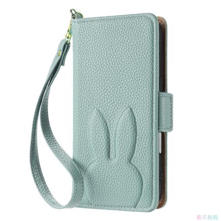小兔绿适用IPhone17/16/15/14/13/12/11promax/Plus苹果翻盖手机壳Mini/Se/Air可爱兔柔软皮套保护电话壳