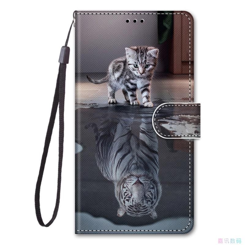 猫老虎适用Galaxy S24/S23/S22/S21/S20 Ultra三星翻盖手机壳FE/PLUS/+ S10/S9/S8皮套防摔保护套男女电话壳