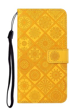 民族风黄适用GalaxyS25/S24/S23/S22/S21 Ultra/Plus+/FE 5G三星翻盖手机壳S20/S10 4G皮套防摔保护套电话壳