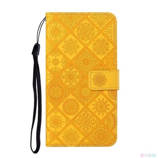 Plus 4G皮套防摔保护套电话壳 S23 S10 5G三星翻盖手机壳S20 Ultra S21 S22 S24 民族风黄适用GalaxyS25