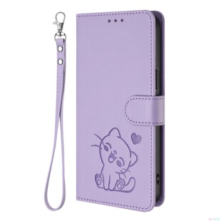 笑脸猫浅紫适用GalaxyA16/A26/A36/A56 5G三星翻盖手机壳A15/A25/A35/A55/A14/A34/A54皮套保护套电话壳