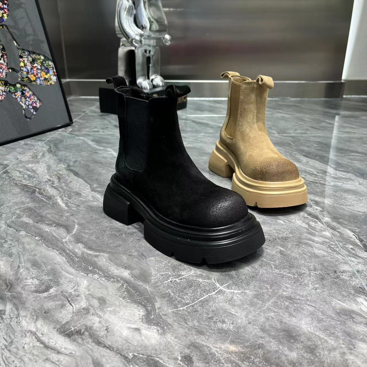 2024欧洲站真皮马丁靴短靴套筒英伦风机车靴单靴烟筒靴做旧擦色女