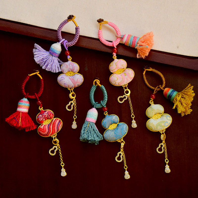 非遗手工仿宋锦双面葫芦汽车钥匙扣挂件国风流苏吊坠包包新年礼物,服饰配件/皮带/帽子/围巾,包挂件,淘宝优惠券,粉丝福利购,淘宝优惠卷