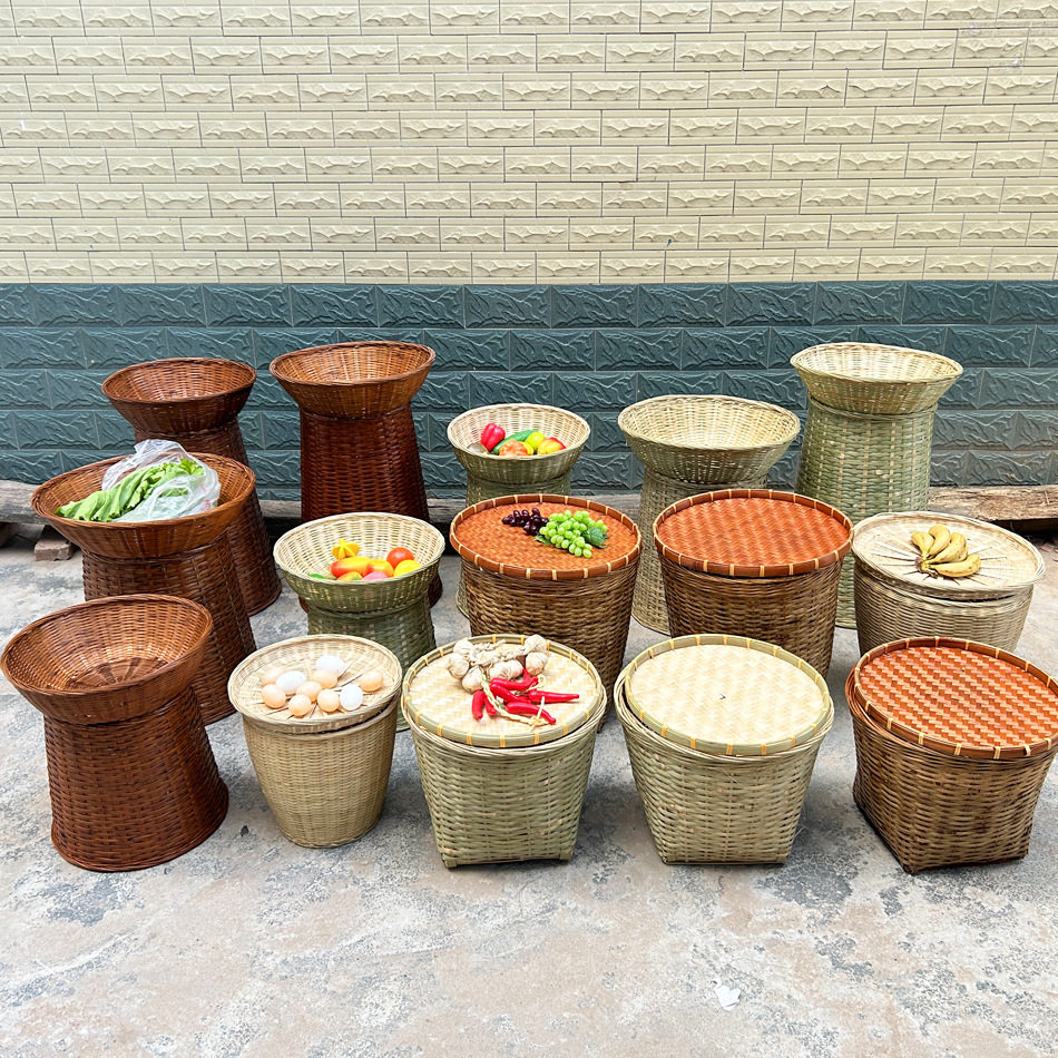 竹编织手工干货水果堆头篮水果篮展示筐超市蔬菜陈列筐收纳筐批发