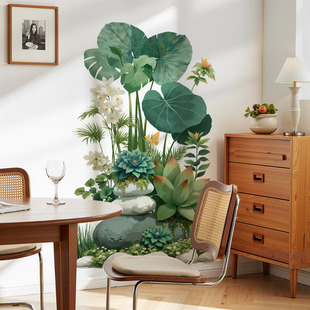 小清新简约绿植热带植物墙壁贴纸自粘墙面遮挡裂纹脏点涂画孔洞