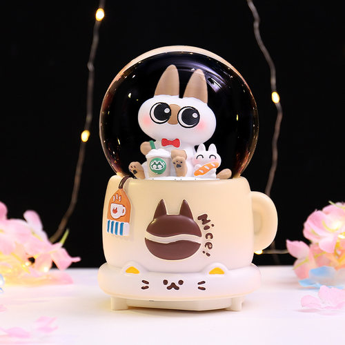 可爱萌宠小豆泥水晶球音乐盒礼物