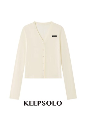 KeepSolo「渡春小衫」V领织标羊毛针织开衫26SS015