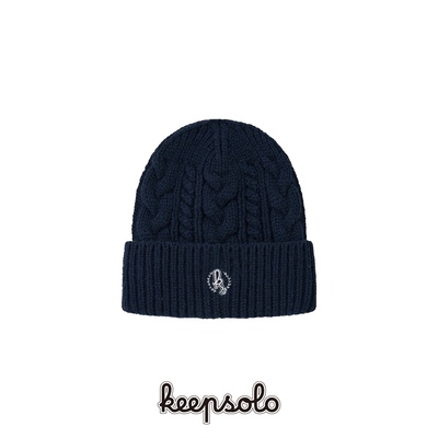 冬季麦穗刺绣羊毛绞花针织帽